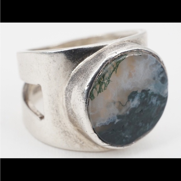 Vintage Sterling silver moss agate ring - Picture 7 of 7